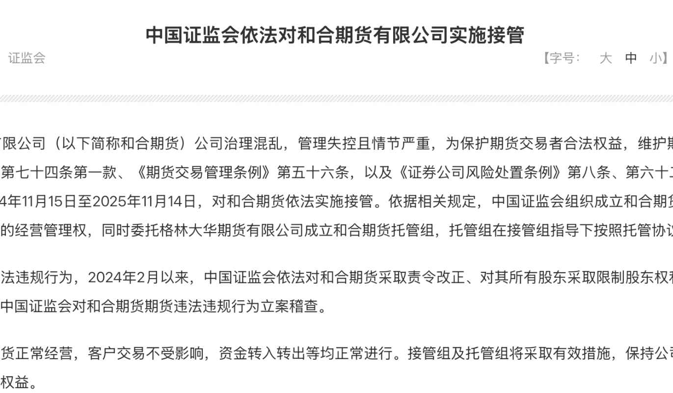 证监会接管与合期货，重塑市场信心，保障权益大行动