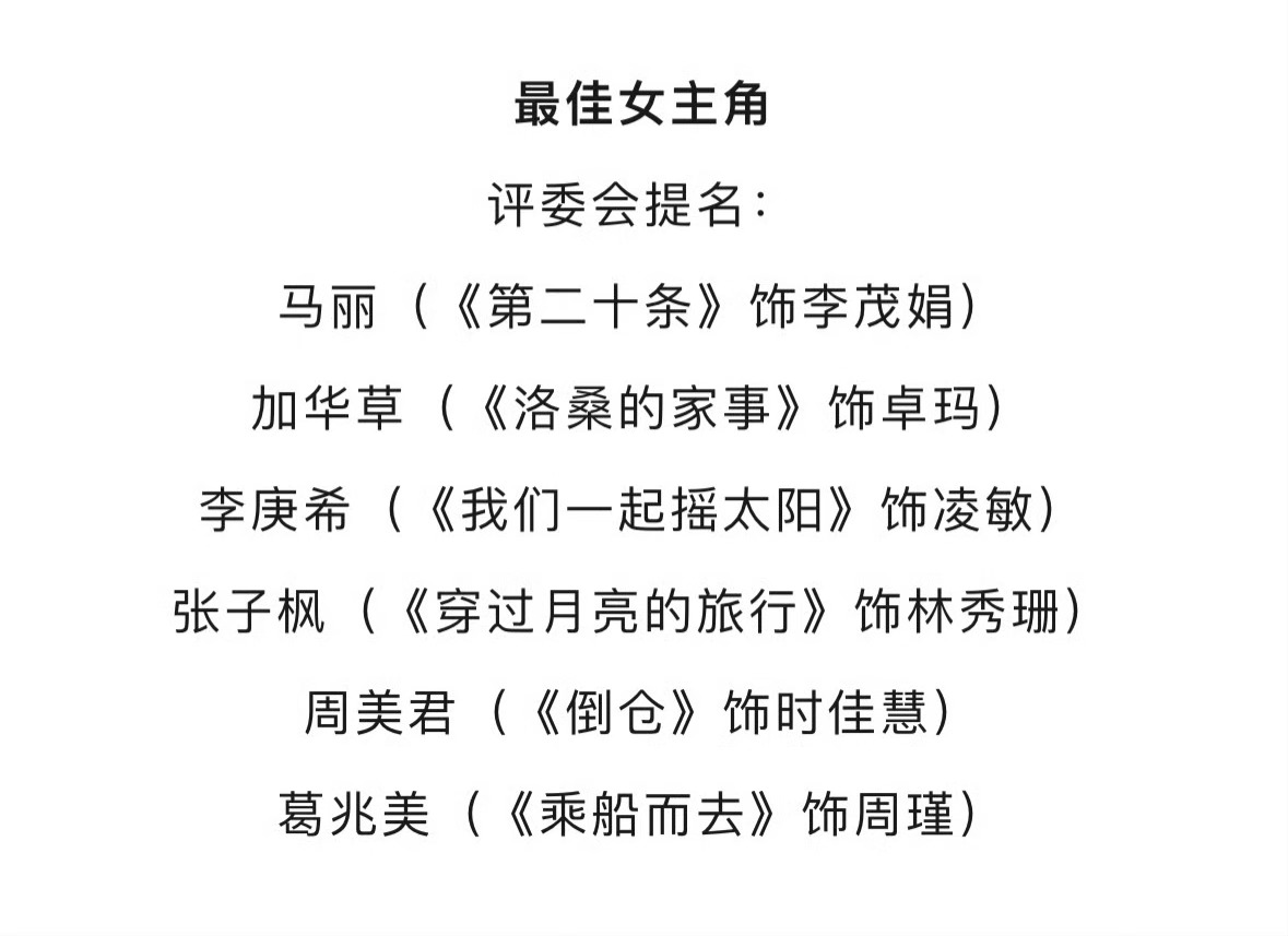 金鸡奖历届女演员获奖名单及影响回顾