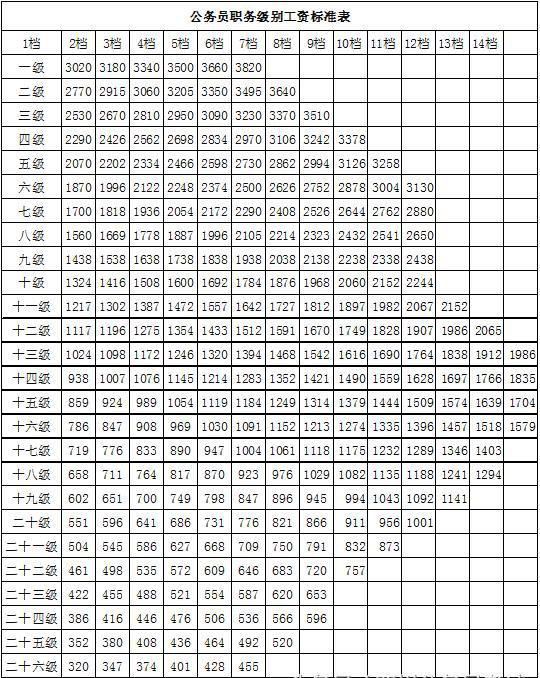 公务员级别职级对照表全面解析