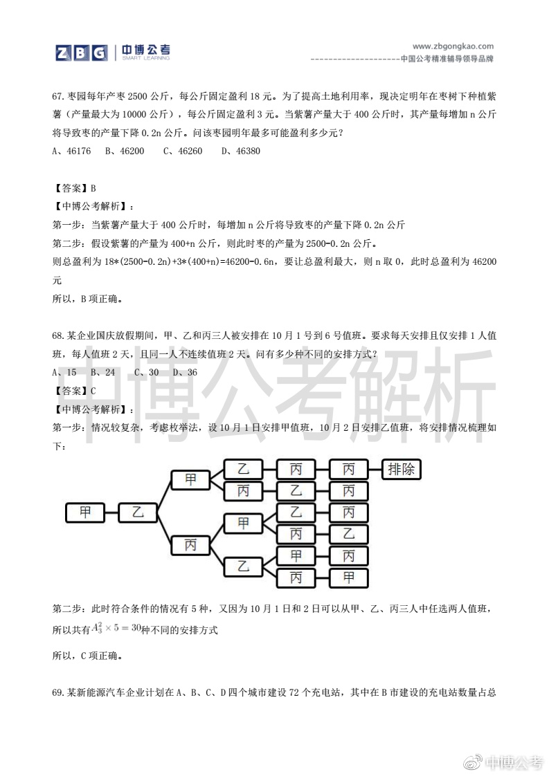 公务员考试行测题库解析及答案汇总