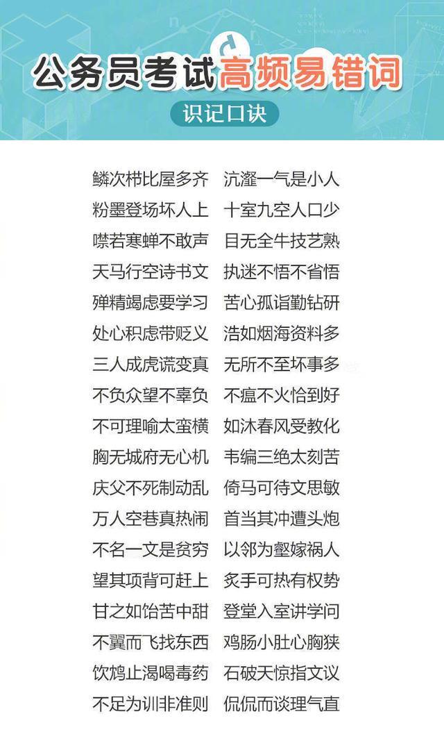 公务员常考词语成语大全汇总